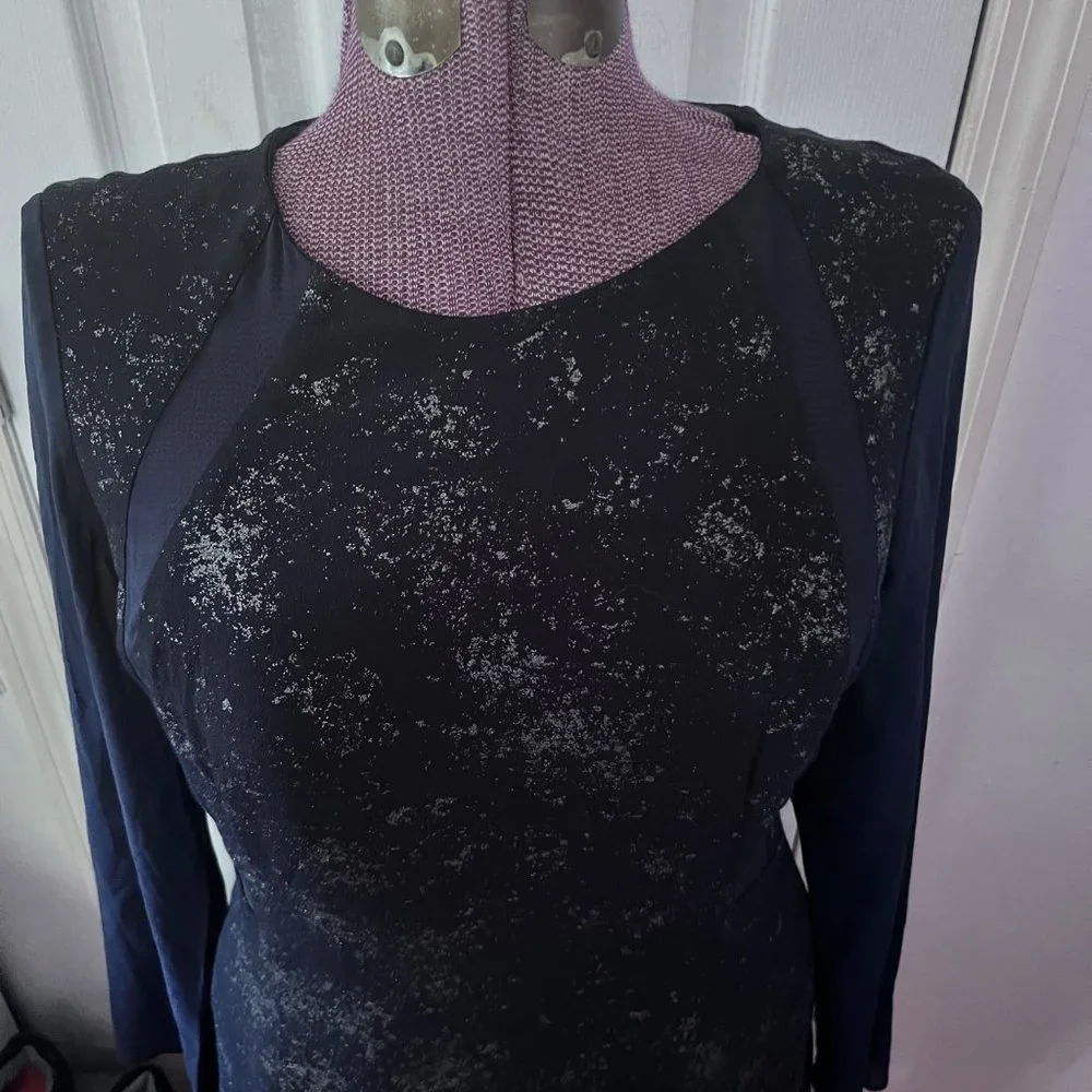 Rebecca Taylor Foil Silk Fit and Flare Dress 10 - Picture 8 of 9